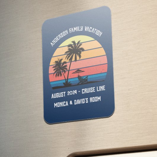 Retro Palm Tree Sunset Cruise Family Urlaub Magnet