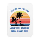 Retro Palm Tree Sunset Cruise Family Urlaub Magnet (Vertikal)