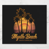 Retro Palm Tree Sunset South Carolina Myrtle Beach Bierflaschenetikett (Einzelnes Label)