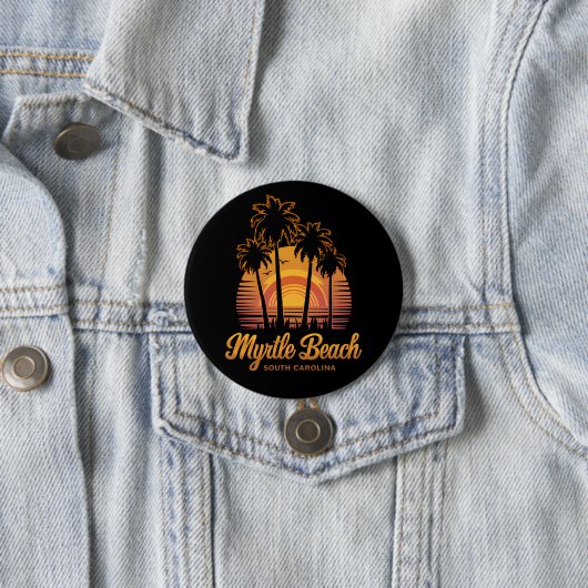Retro Palm Tree Sunset South Carolina Myrtle Beach Button (Beispiel)