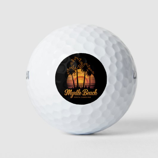Retro Palm Tree Sunset South Carolina Myrtle Beach Golfball (Vorderseite)