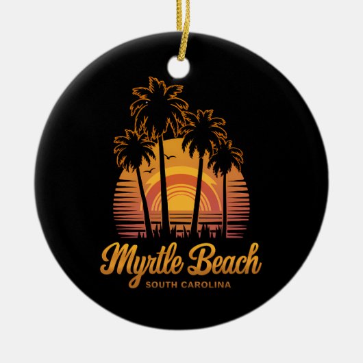 Retro Palm Tree Sunset South Carolina Myrtle Beach Keramik Ornament (Vorne)