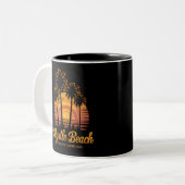Retro Palm Tree Sunset South Carolina Myrtle Beach Zweifarbige Tasse (Vorderseite Links)