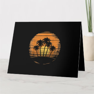 Retro Palm Tree Sunset Summer Beach Vintage Tropic Karte