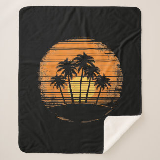 Retro Palm Tree Sunset Summer Beach Vintage Tropic Sherpadecke