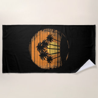 Retro Palm Tree Sunset Summer Beach Vintage Tropic Strandtuch