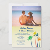 Retro Palm Tree Tropical Beach Hochzeit Einladung (Vorderseite)