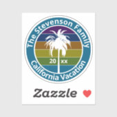 Retro Palm Tree Tropical Family Vacation Custom Aufkleber (Blatt)