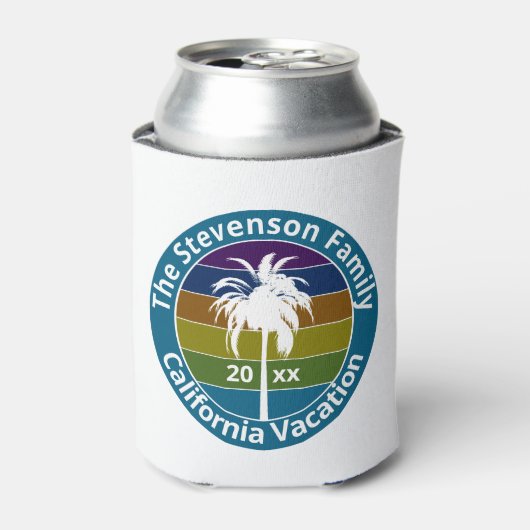 Retro Palm Tree Tropical Family Wiedersehen Custom Dosenkühler (Kanne Vorderseite)