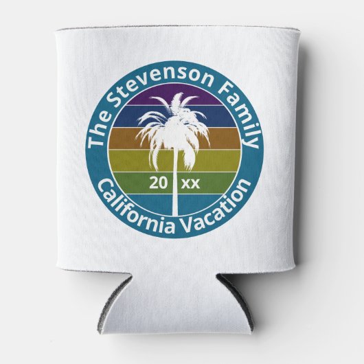 Retro Palm Tree Tropical Family Wiedersehen Custom Dosenkühler (Vorderseite)