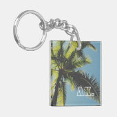 Retro Palm Tree Your Initials Monogramm Schlüsselanhänger (Vorderseite links)