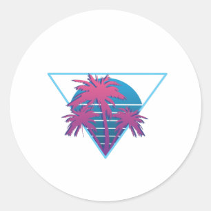 Retro Palm Trees Logo Runder Aufkleber