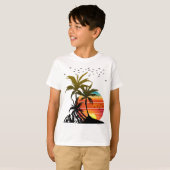 Retro Palm Trees Mountain Sunset T - Shirt (Vorne ganz)