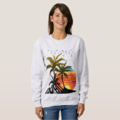 Retro Palm Trees Mountain Sunset T - Shirt (Vorne ganz)