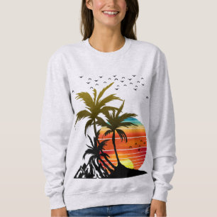 Retro Palm Trees Mountain Sunset T - Shirt