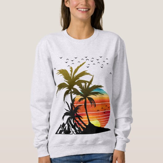Retro Palm Trees Mountain Sunset T - Shirt (Vorderseite)