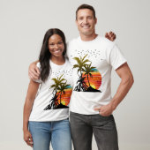Retro Palm Trees Mountain Sunset T-Shirt (Unisex)