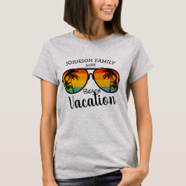 Retro Palm Trees Sonnenbrille Familienurlaub T-Shirt