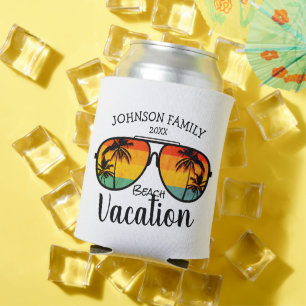 Retro-Palmbaum-Sonnenbrille-Familienurlaub Dosenkühler
