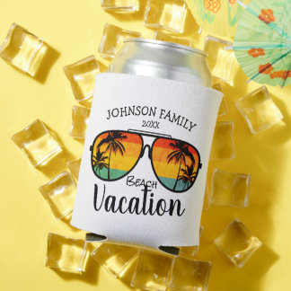 Retro-Palmbaum-Sonnenbrille-Familienurlaub Dosenkühler