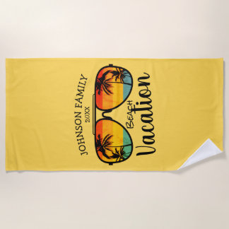 Retro-Palmbaum-Sonnenbrille-Familienurlaub Strandtuch