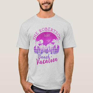 Retro-Palmen Sonnenuntergang 60er Familienurlaub T-Shirt