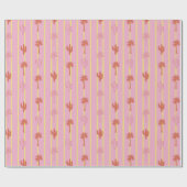 Retro Palmen und Kakteen in gelben Streifen Geschenkpapier (Flach)