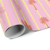 Retro Palmen und Kakteen in gelben Streifen Geschenkpapier (Rolleneckpunkt)