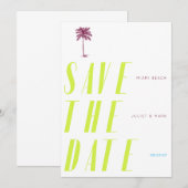 Retro Palmenbaum Save the Date - Citrus Einladung (Vorne/Hinten)