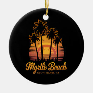 Retro-Palmenbaum-Sonnenuntergang South Carolina My Keramik Ornament