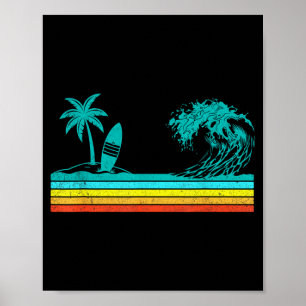 Retro Palmenbaum Tropischer Hawaiianischer Strand Poster