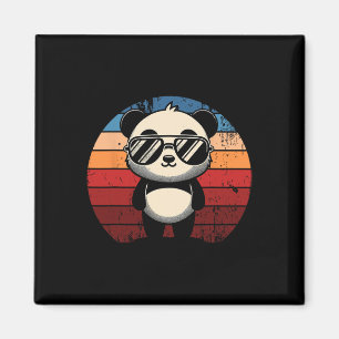 Retro-Panda bei Sungles-BBQ-Poolparty Lustiger Pan Magnet
