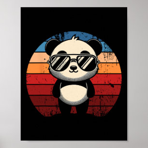 Retro-Panda bei Sungles-BBQ-Poolparty Lustiger Pan Poster