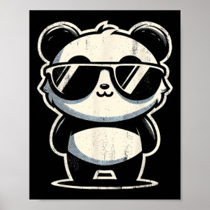 Retro Panda in Sungles Grillen Pool Party Funny Pa Poster