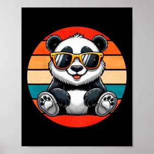 Retro Panda in Sungles Grillen Pool Party Funny Pa Poster