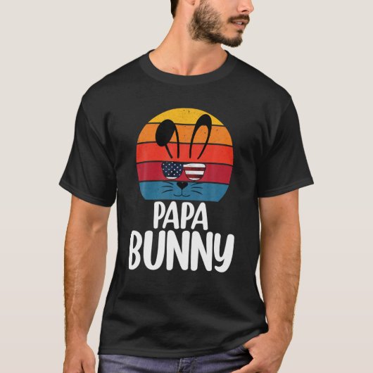 Retro Papa Bunny, Happy Oaster Daddy Bunny Matchin T-Shirt (Vorderseite)