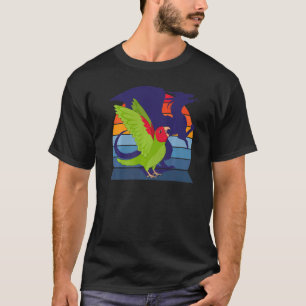 Retro-Papagei I Drache I Schreiender Roter maskier T-Shirt
