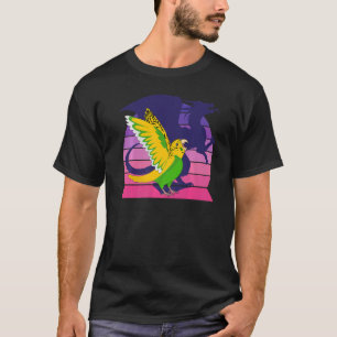 Retro Papagei I Flügeldrache I schreien Gelb Bu T-Shirt