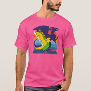Retro Papagei I Flügeldrache I schreien Gelb Bu T-Shirt