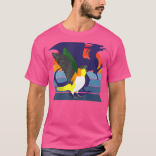 Retro Papagei I Flügeldrache I schreien Schwarzer T-Shirt