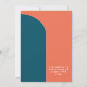 Retro Papaya und Peacock Blue Foto Couples Dusche Einladung (Rückseite)