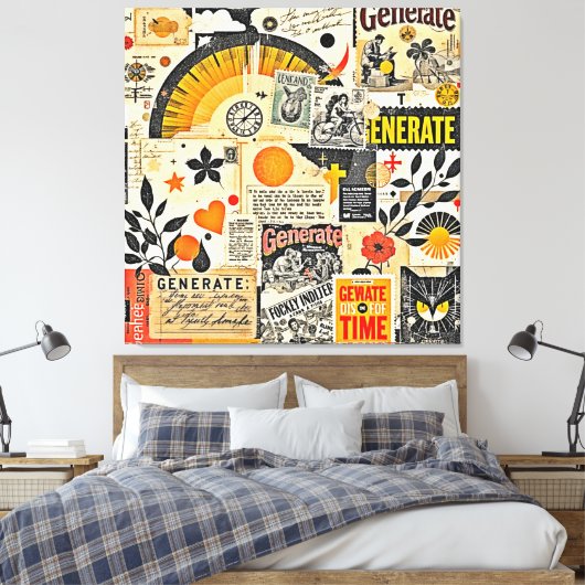 Retro Paper Ephemera Mix Leinwanddruck (Insitu (Schlafzimmer))