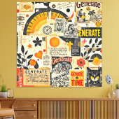 Retro Paper Ephemera Mix Leinwanddruck (Insitu (Wohnzimmer))