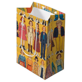 Retro-Papierpuppe Mädchen Vintage 60er Jahre Mode Mittlere Geschenktüte