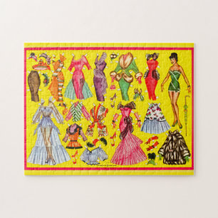 Retro-Papierpuppenmode-Kollektion der 1950er Jahre Puzzle