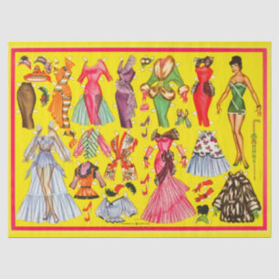 Retro-Papierpuppenmode-Kollektion der 1950er Jahre Seidenpapier