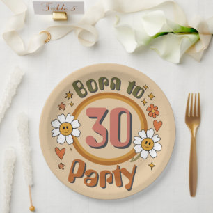 Retro-Papierteller 'Born to Party' Pappteller