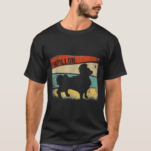 Retro Papillon Dog T-Shirt (Vorderseite)