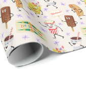 Retro Parading Snacks Let's All Go to a Party Geschenkpapier (Rolleneckpunkt)