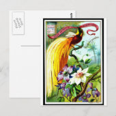 Retro Paradise Bird Postacard Postkarte (Vorne/Hinten)